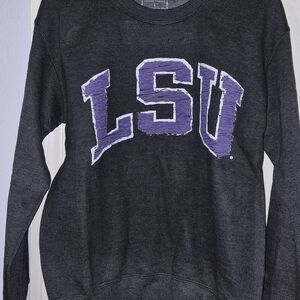 LSU Women's Gray and Purple Sweater